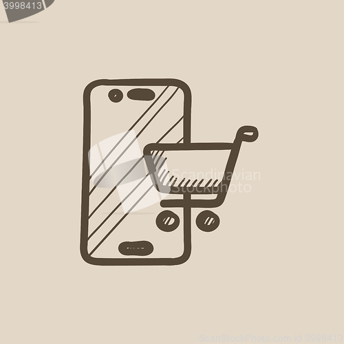 Image of Online shopping sketch icon.