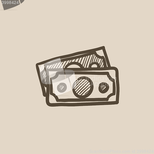 Image of Money banknotes sketch icon.