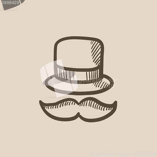 Image of Hat and mustache sketch icon.