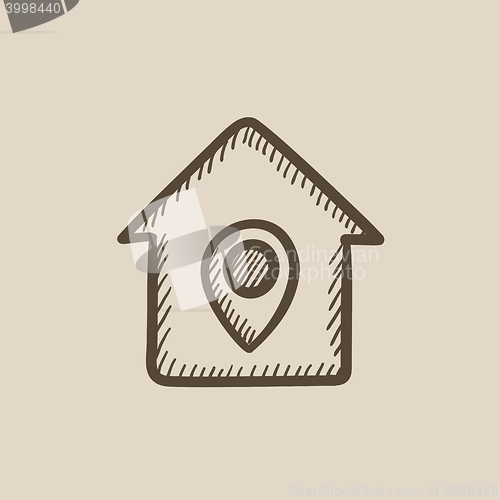 Image of House with pointer sketch icon.