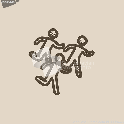 Image of Running men sketch icon.