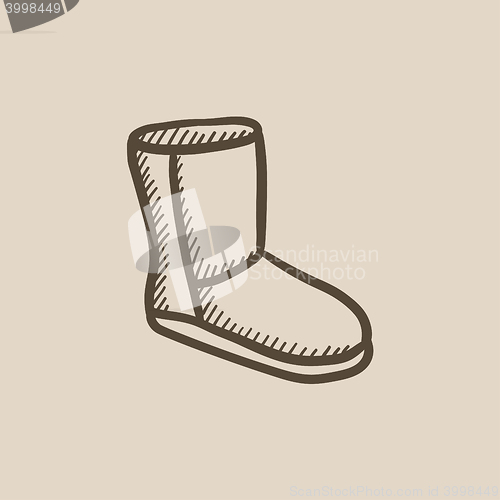 Image of Fuzzy winter boot sketch icon.