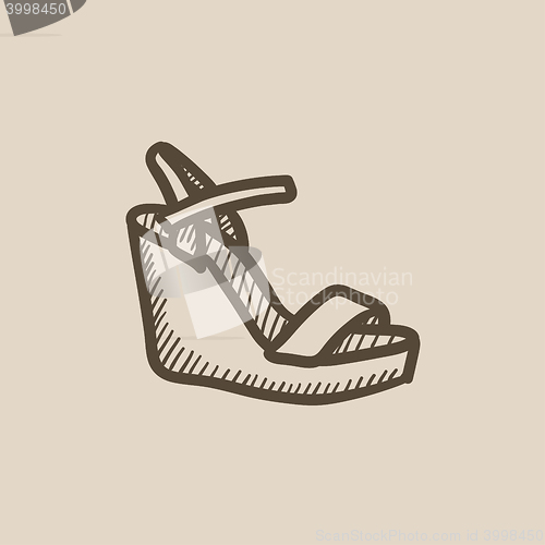 Image of Women platform sandal sketch icon.