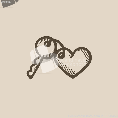 Image of Trinket for keys as heart sketch icon.