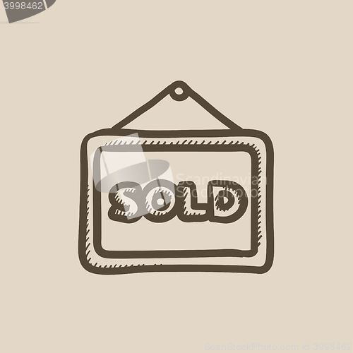 Image of Sold placard sketch icon.