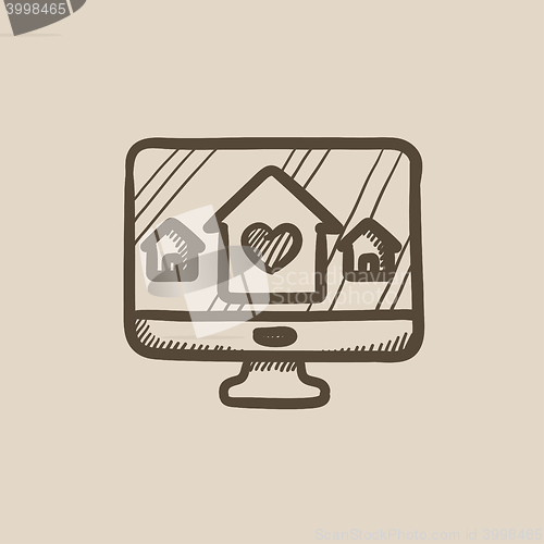 Image of Smart house technology sketch icon.