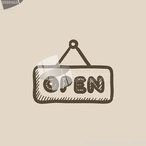 Image of Open sign sketch icon.