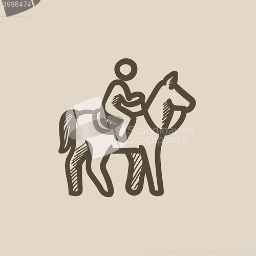 Image of Horse riding sketch icon.