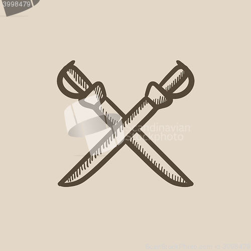 Image of Crossed saber sketch icon.