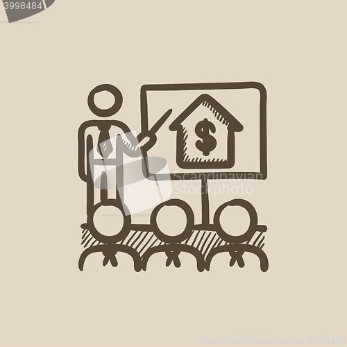 Image of Real estate training sketch icon.
