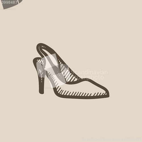 Image of High heel shoe sketch icon.