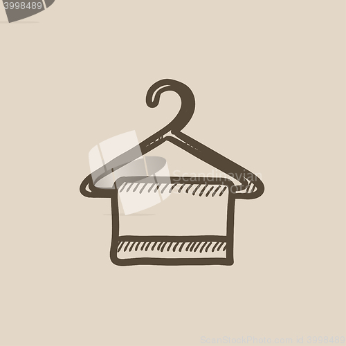 Image of Towel on hanger sketch icon.