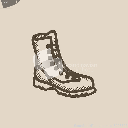 Image of Boot with laces sketch icon.