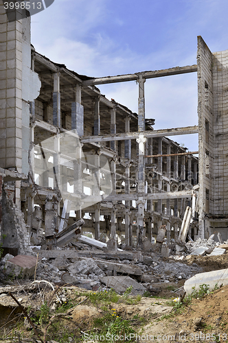 Image of Pieces of Metal and Stone are Crumbling from Demolished Building Floors