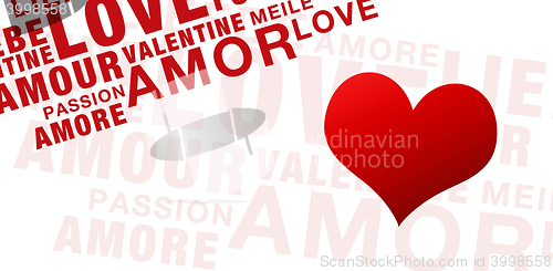 Image of Words for valentines day on white with heart
