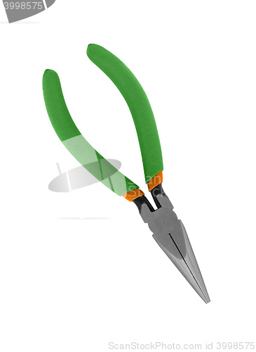 Image of tool green pliers isolated on white