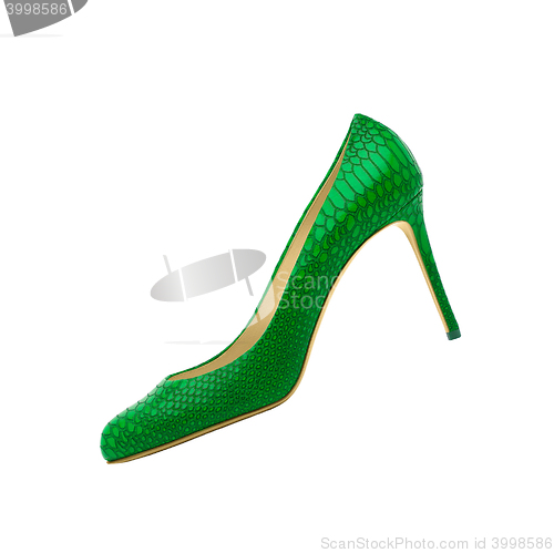 Image of Green Female shoes on white background