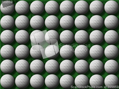 Image of rows of golf balls