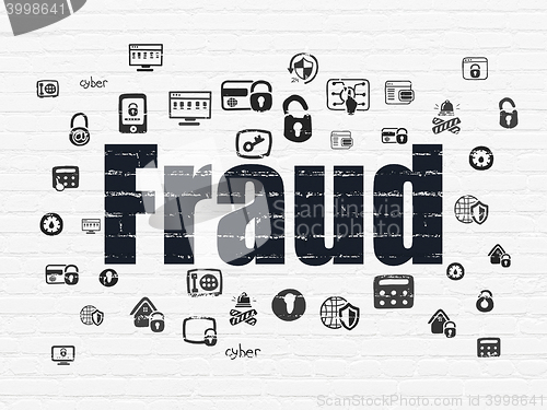 Image of Protection concept: Fraud on wall background