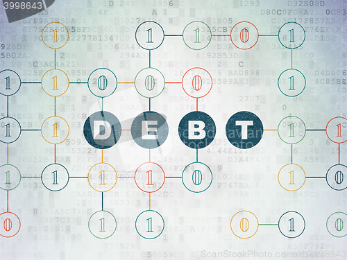 Image of Finance concept: Debt on Digital Data Paper background