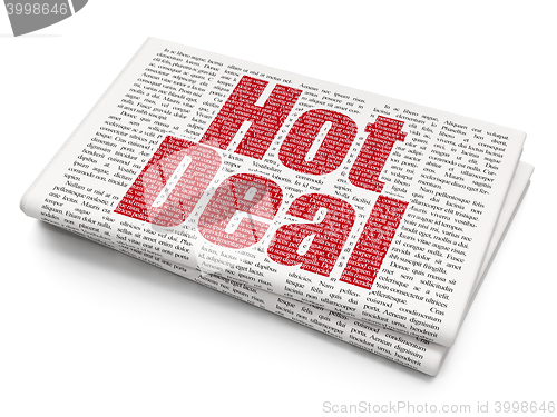 Image of Finance concept: Hot Deal on Newspaper background