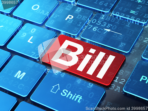 Image of Money concept: Bill on computer keyboard background