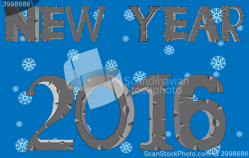 Image of New 2016 on background snowflake