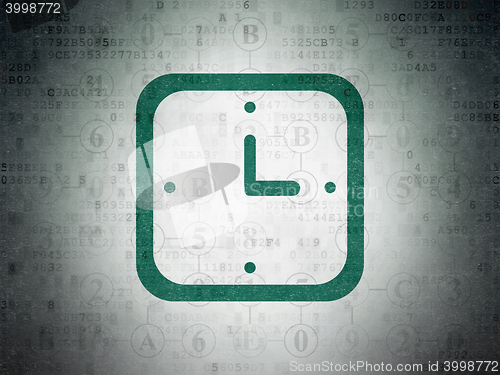 Image of Timeline concept: Watch on Digital Data Paper background