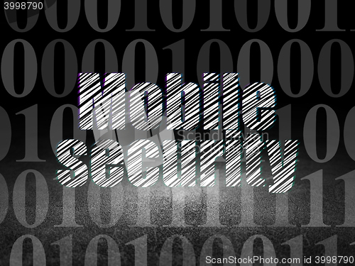 Image of Protection concept: Mobile Security in grunge dark room