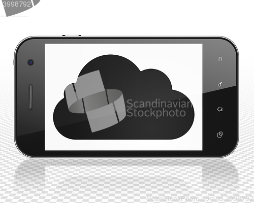 Image of Cloud technology concept: Smartphone with Cloud on display