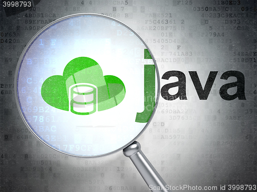Image of Database concept: Database With Cloud and Java with optical glass