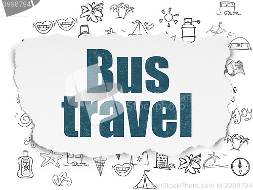 Image of Tourism concept: Bus Travel on Torn Paper background