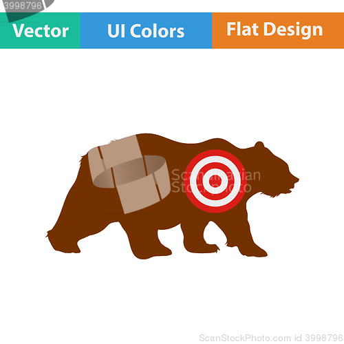 Image of Flat design icon of bear silhouette with target