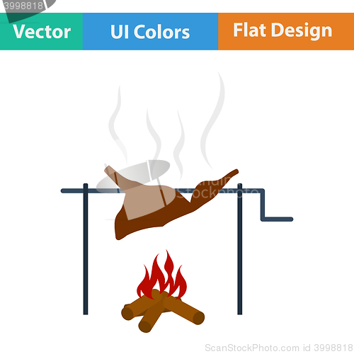 Image of Flat design icon of roasting meat 