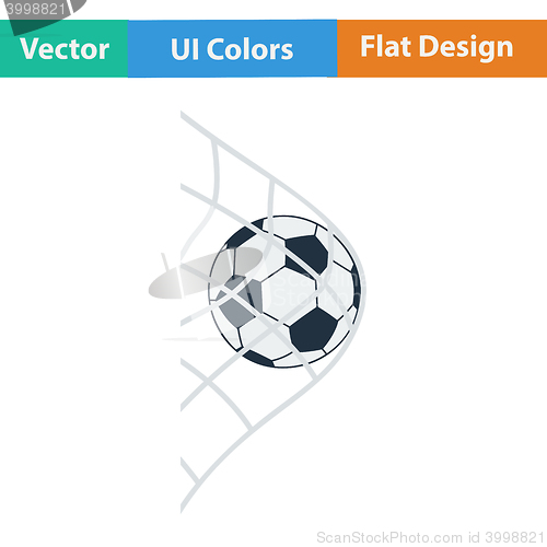 Image of Flat design icon of football ball in gate net