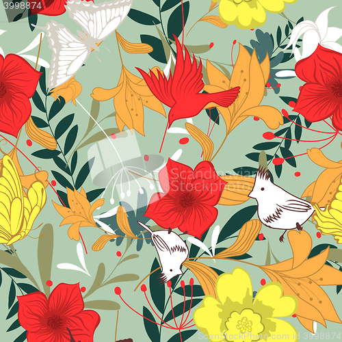 Image of Seamless floral ornate  pattern