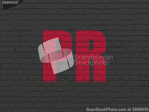 Image of Marketing concept: PR on wall background