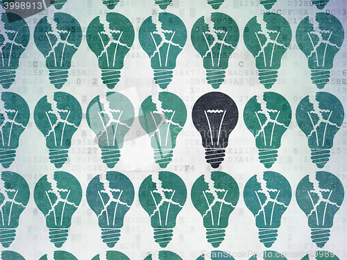 Image of Business concept: light bulb icon on Digital Data Paper background