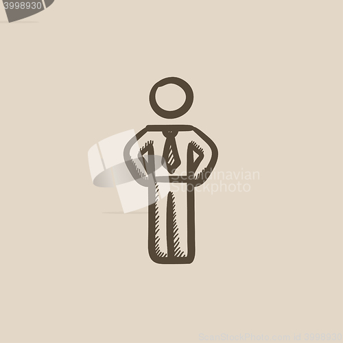 Image of Businessman standing sketch icon.