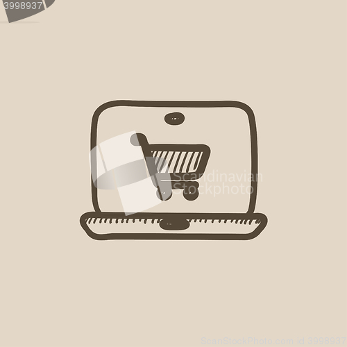 Image of Online shopping sketch icon.