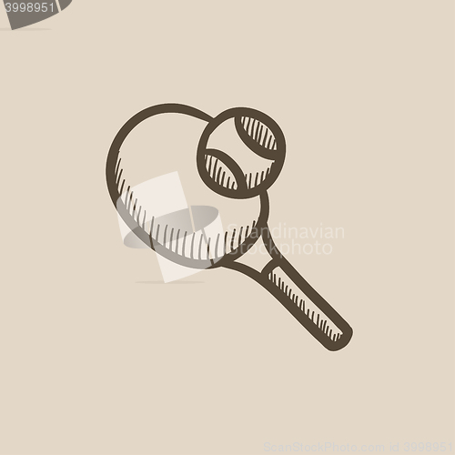 Image of Tennis racket and ball sketch icon.