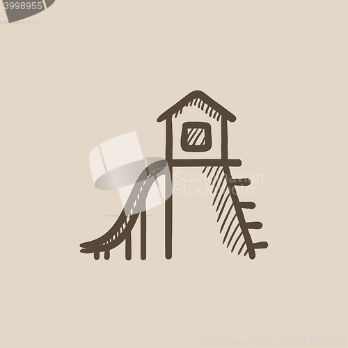 Image of Playhouse with slide sketch icon.