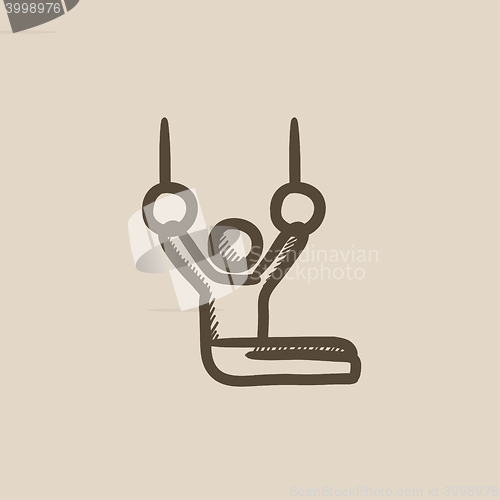 Image of Gymnast on stationary rings sketch icon.