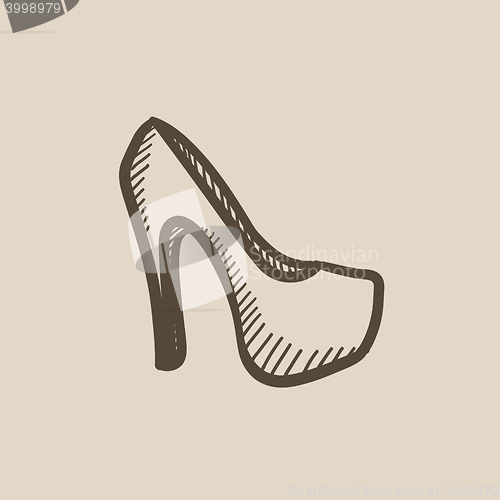 Image of High heel shoe sketch icon.