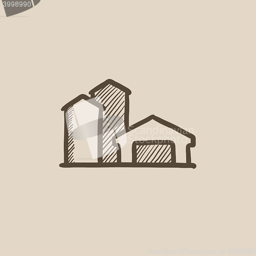 Image of Farm buildings sketch icon.