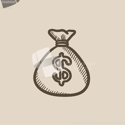 Image of Money bag sketch icon.