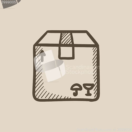 Image of Carton package box sketch icon.