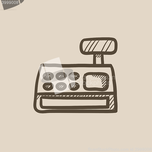 Image of Cash register machine sketch icon.