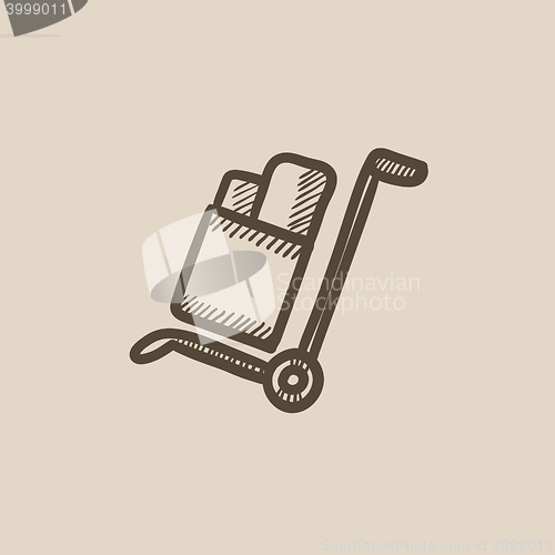 Image of Shopping handling trolley sketch icon.