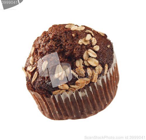 Image of chocolate muffin isolated on white background